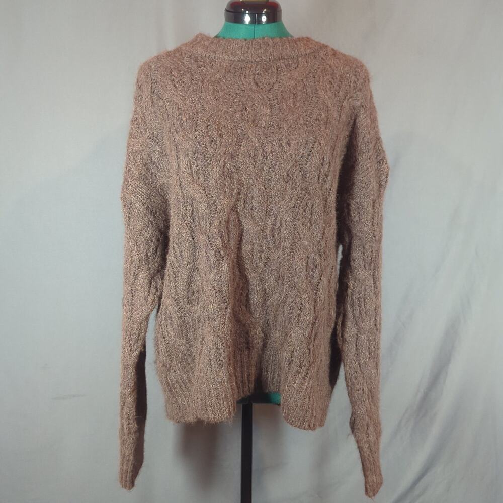 Wild Fable Brown Fuzzy Knit Sweater Earthy Cozy Dark Academia Librarian